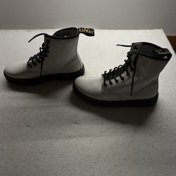 DR MARTENS Zavala Patent Leather Combat Boots White Classic Lace Up Size 8M/9.5W main image 5